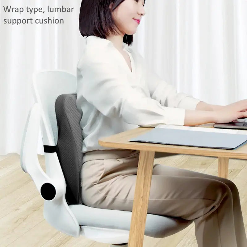 Memory Foam Seat Cushion & Back Support Pillow Set - Orthopedic Ergonomic Comfort