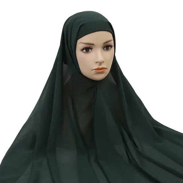 Effortless Elegance: Chiffon Hijab with Integrated Cap