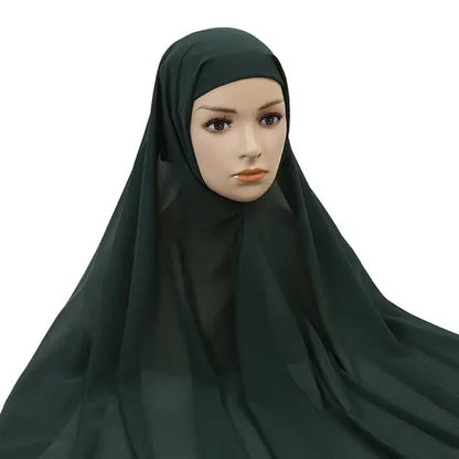 Effortless Elegance: Chiffon Hijab with Integrated Cap