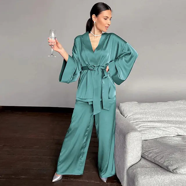 Surrender to Luxury: 2-Piece Satin Sleepwear Set