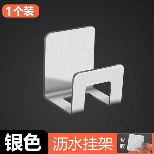Self-Adhesive Kitchen Sink Organizer with Sponge Holder, Soap Drying Rack, and Hooks in Stainless Steel