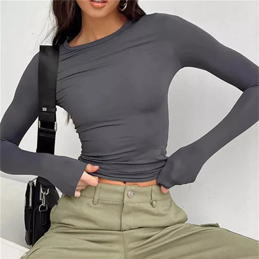Long Sleeve Crop Top: Chic Y2K Style for Fall & Spring