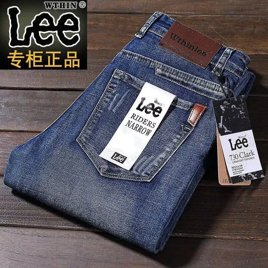 Wthinlee Men's Business Jeans - Casual Straight Stretch Denim Trousers in Classic Blue and Black