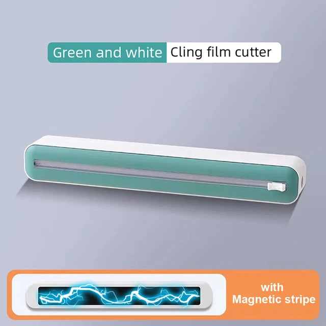 Magnetic Food Film Dispenser with Cutter, Aluminum Foil and Stretch Film Cutting Box, Kitchen Storage Accessory