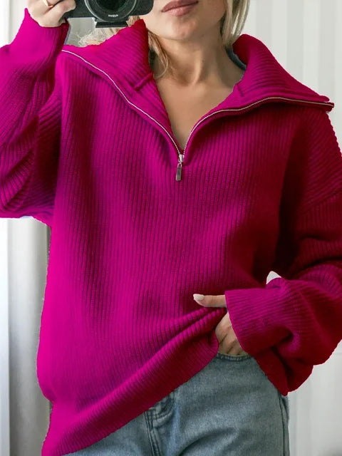 Embrace Winter Warmth in Style: Women's Turtleneck Zipper Sweater!