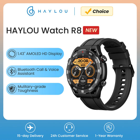HAYLOU R8:  Rugged Smartwatch with AMOLED Display & Bluetooth Calling