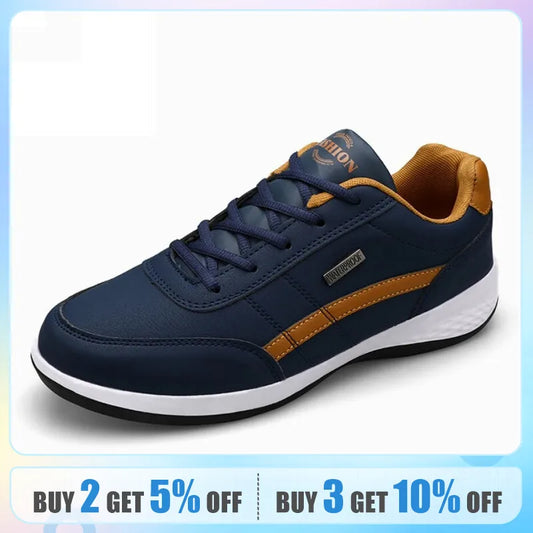 Men's Fashion Casual Tennis Sneakers - Lightweight Comfortable Lace-Up PU Trainers