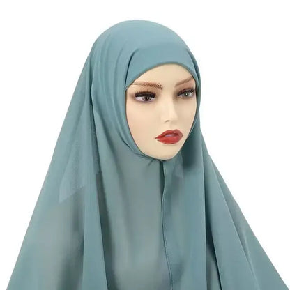 Effortless Elegance: Chiffon Hijab with Integrated Cap