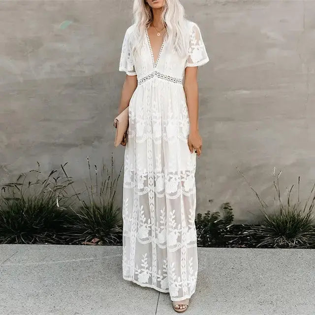 Elegant Off-Shoulder Lace Summer Dress: Embrace Sophistication and Summer Vibes