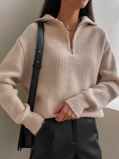 Embrace Winter Warmth in Style: Women's Turtleneck Zipper Sweater!