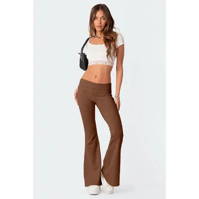 Women's Low Waist Solid Flare Pants: A Blend of Chic and Comfort