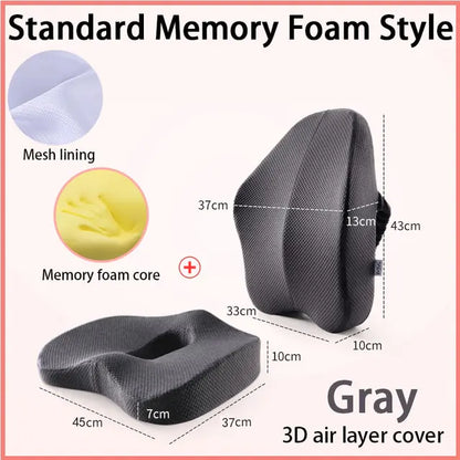 Memory Foam Seat Cushion & Orthopedic Pillow - Enhanced Comfort and Support for Prolonged Sitting