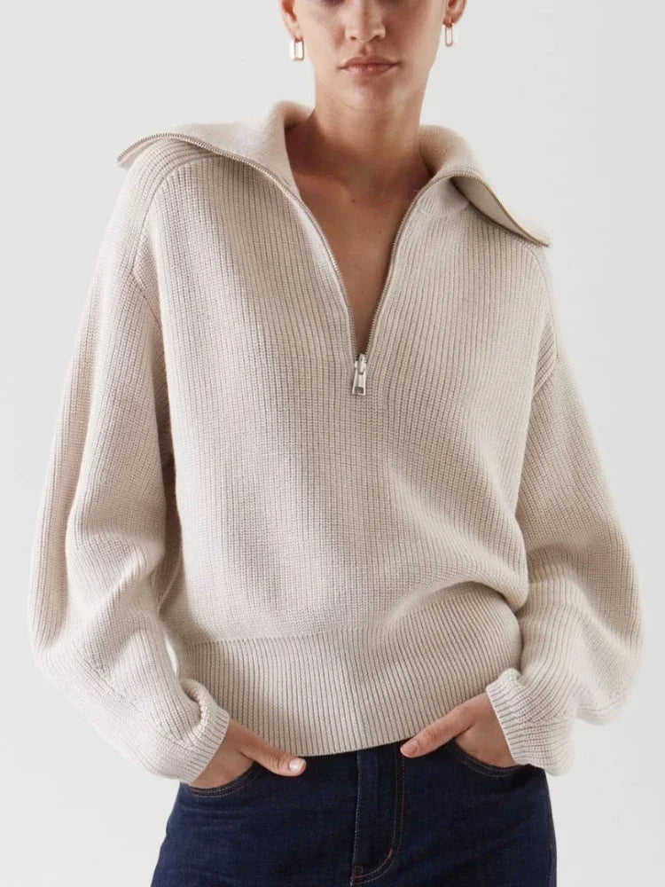 Embrace Winter Warmth in Style: Women's Turtleneck Zipper Sweater!