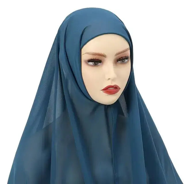 Effortless Elegance: Chiffon Hijab with Integrated Cap