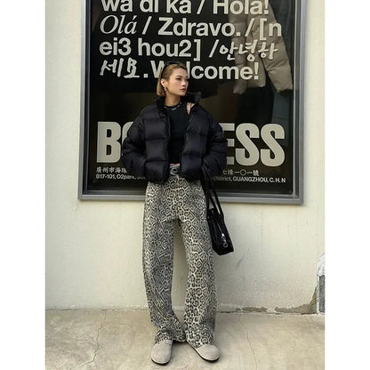 Chic Leopard Print Wide Leg Pants for Women