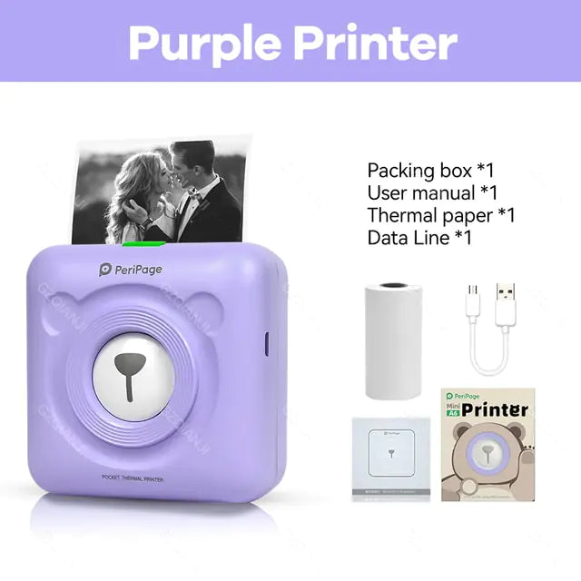 Mini Pocket Printer - Compact Wireless Thermal Photo Printer with Bluetooth Connectivity