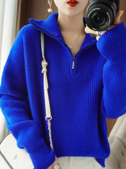 Embrace Winter Warmth in Style: Women's Turtleneck Zipper Sweater!