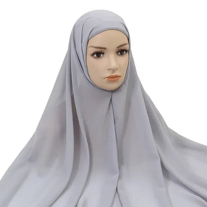 Effortless Elegance: Chiffon Hijab with Integrated Cap