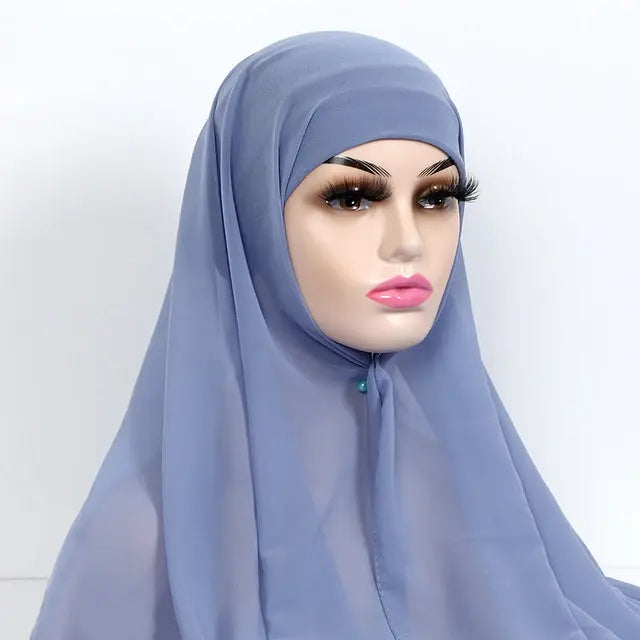 Effortless Elegance: Chiffon Hijab with Integrated Cap